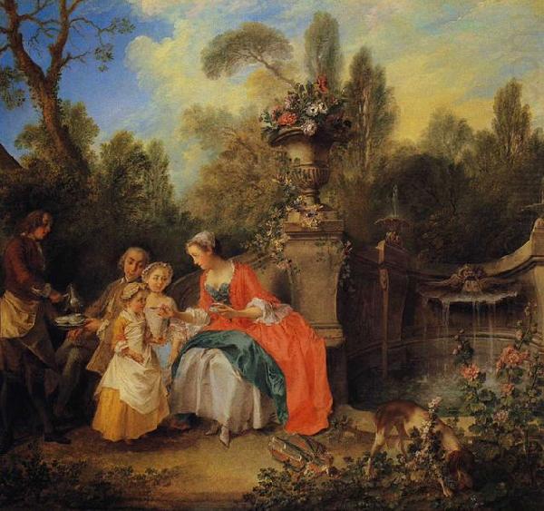 Nicolas Lancret A Lady and Gentleman Taking Coffee with Children in a Garden china oil painting image